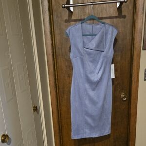 Calvin Klein Elegant Blue Faux Suede Sleeveless Dress, Size 6, NWT